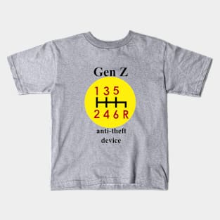 Gen Z anti-theft device in red, yellow, and black Kids T-Shirt